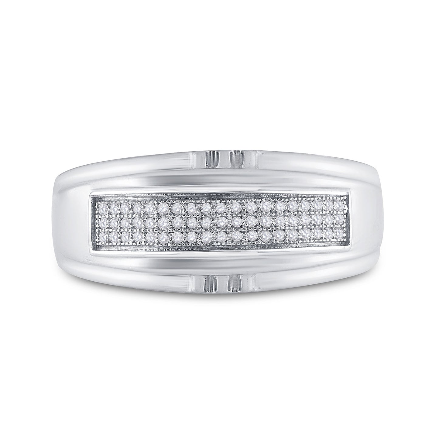 Sterling Silver Mens Round Diamond Band Ring 1/6 Cttw, Mens Size: 7-13