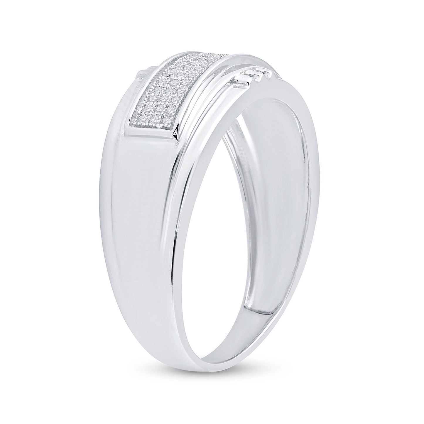 Sterling Silver Mens Round Diamond Band Ring 1/6 Cttw, Mens Size: 7-13