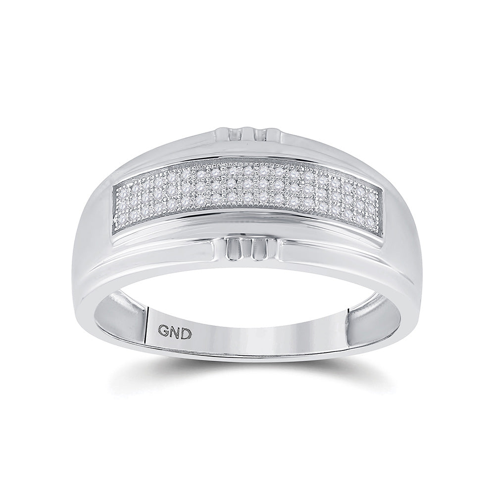 Sterling Silver Mens Round Diamond Band Ring 1/6 Cttw, Mens Size: 7-13