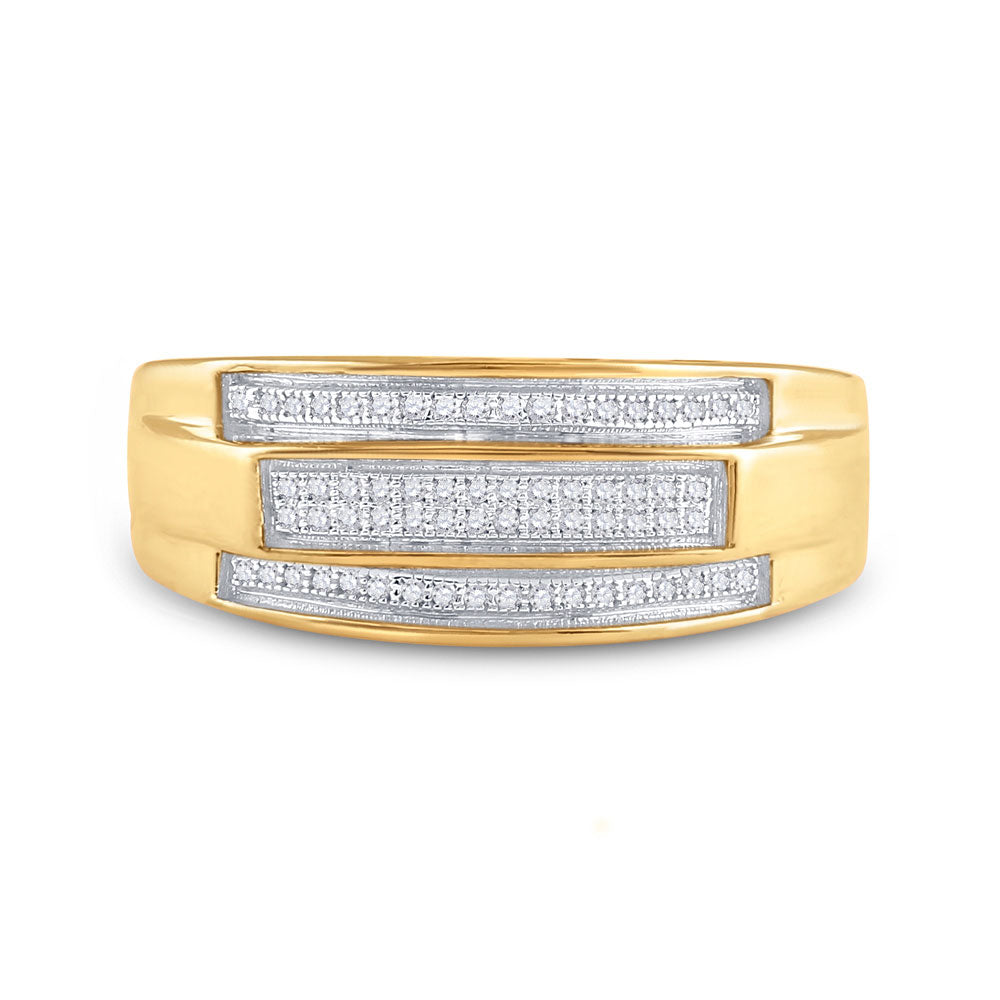 Sterling Silver Or Yellow-Tone Sterling Silver Mens Round Diamond Band Ring 1/5 Cttw, Mens Size: 7-13