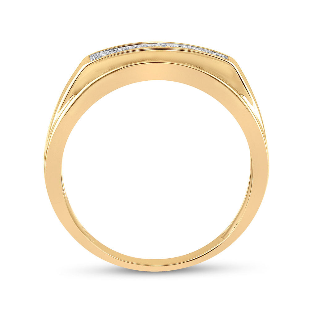 Sterling Silver Or Yellow-Tone Sterling Silver Mens Round Diamond Band Ring 1/5 Cttw, Mens Size: 7-13