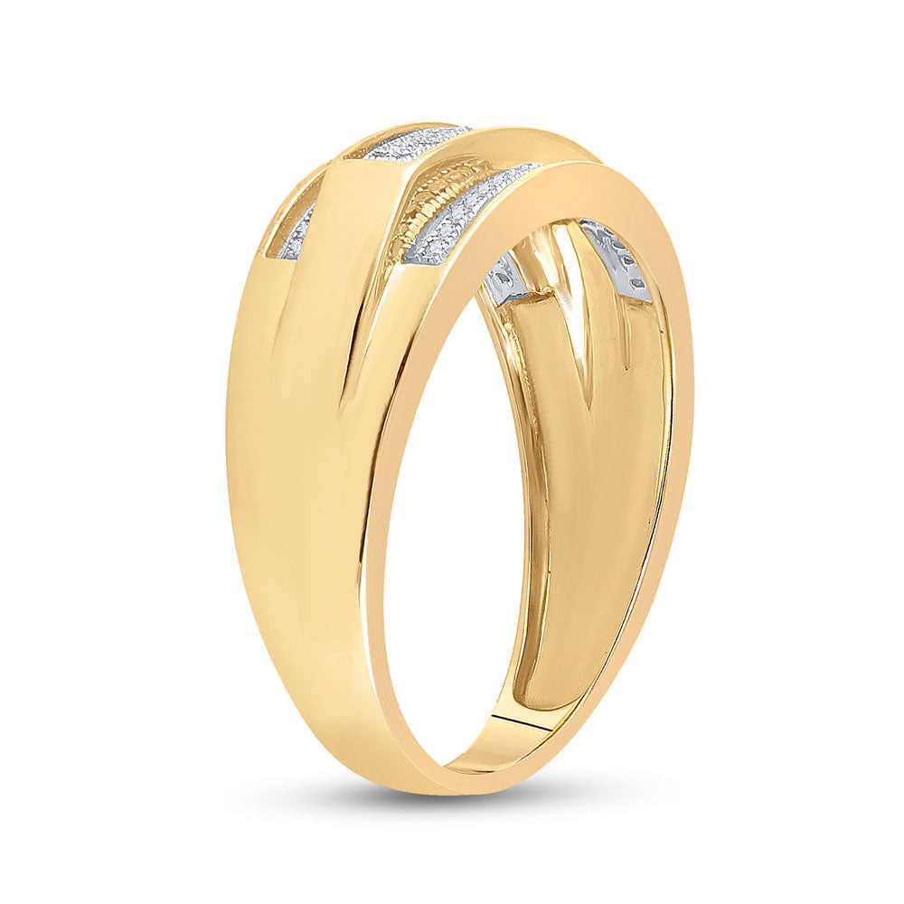 Sterling Silver Or Yellow-Tone Sterling Silver Mens Round Diamond Band Ring 1/5 Cttw, Mens Size: 7-13