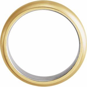 14K Yellow White Gold Brush 10.5 6 Mm Polished Edged Band With Brushed And Polished Finish Size 10.5