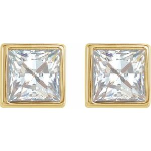 14K Yellow Gold Square 3.25 X 3.25 Mm 3/8 Ctw Lab-Grown Diamond Bezel Earrings