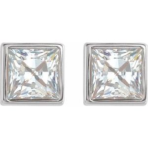 Platinum Square 3.5 X 3.5 Mm 1/2 Ctw Natural Diamond Bezel-Set Earrings
