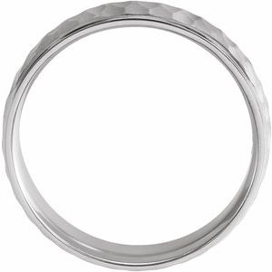 14K White Gold Hammer/Matte 8.5 6 Mm Polished Comfort-Fit Band With Matte Hammered Finish Size 8.5