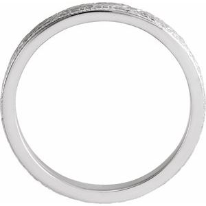 14K White Gold Design-Engraved Band Size 5.5