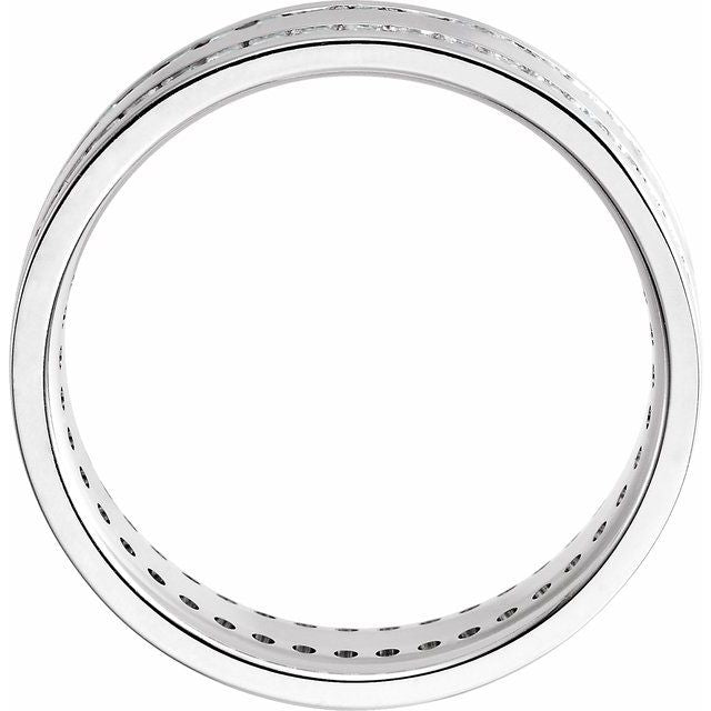 14K White Gold Round 1.5 Mm 7 Mm Si2-Si3, G-H Polished Double-Row Channel-Set Flat Band, Size 7