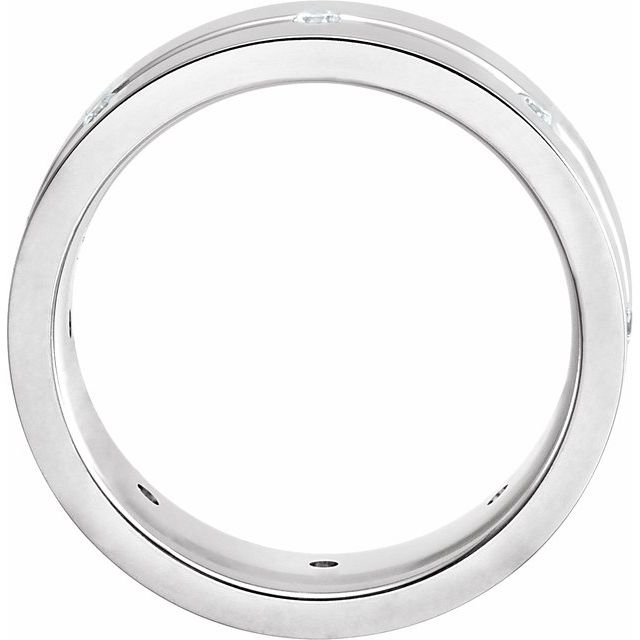 14K White Gold Round 1.75 Mm Si2-Si3, G-H Polished 1/6 Ctw Natural Diamond Comfort-Fit Grooved Band, Size 10