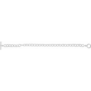 Sterling Silver Toggle Clasp Cable Chain, Length: 6 1/2 In, Width: 5.9 Mm