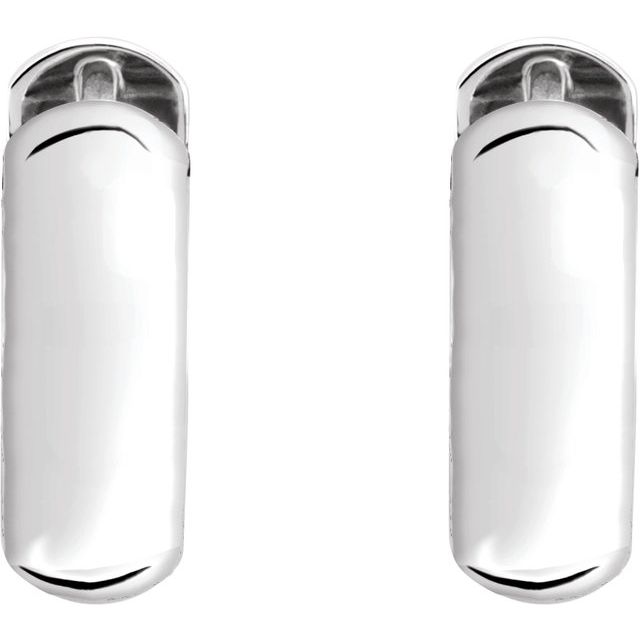 14K White Gold 14 Mm 3.15 Mm Pair Hinged Polished Hinged Earrings