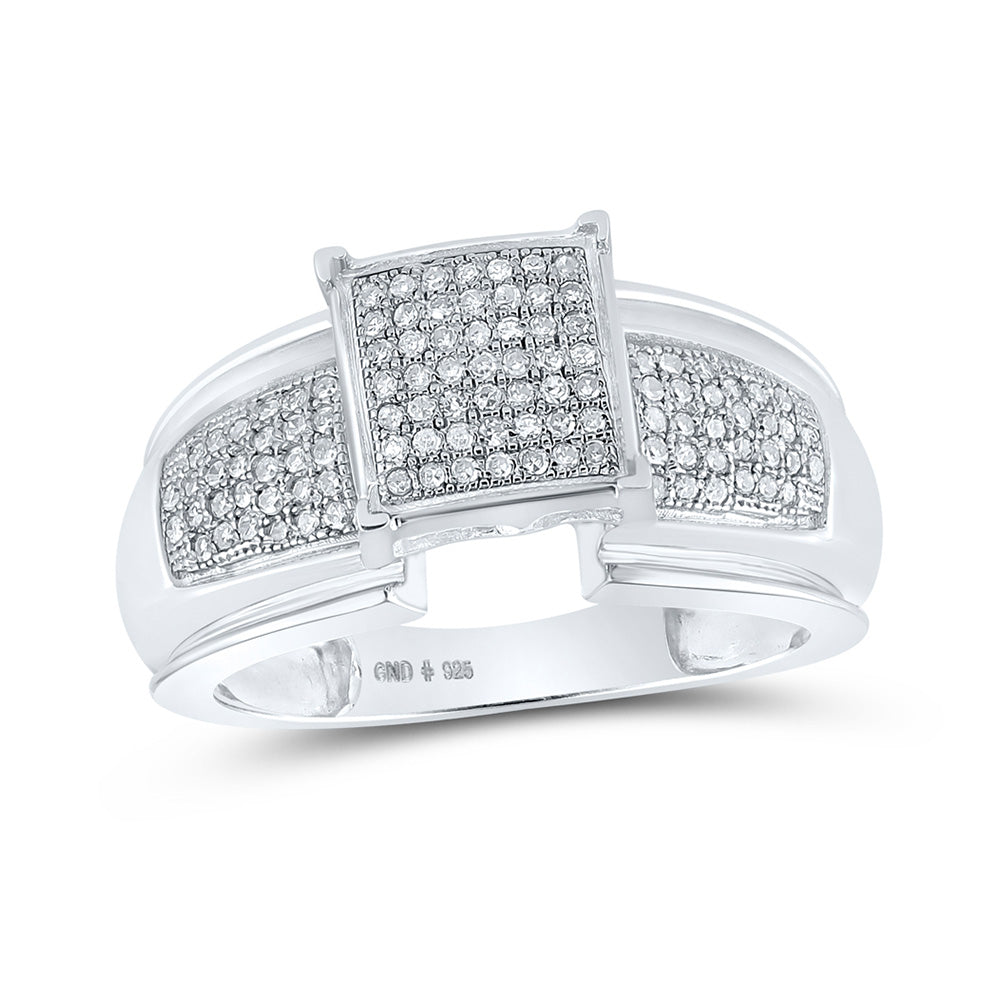 Sterling Silver Diamond Elevated Square Cluster Bridal Wedding Engagement Ring 1/3 Cttw, Womens Size: 5-10
