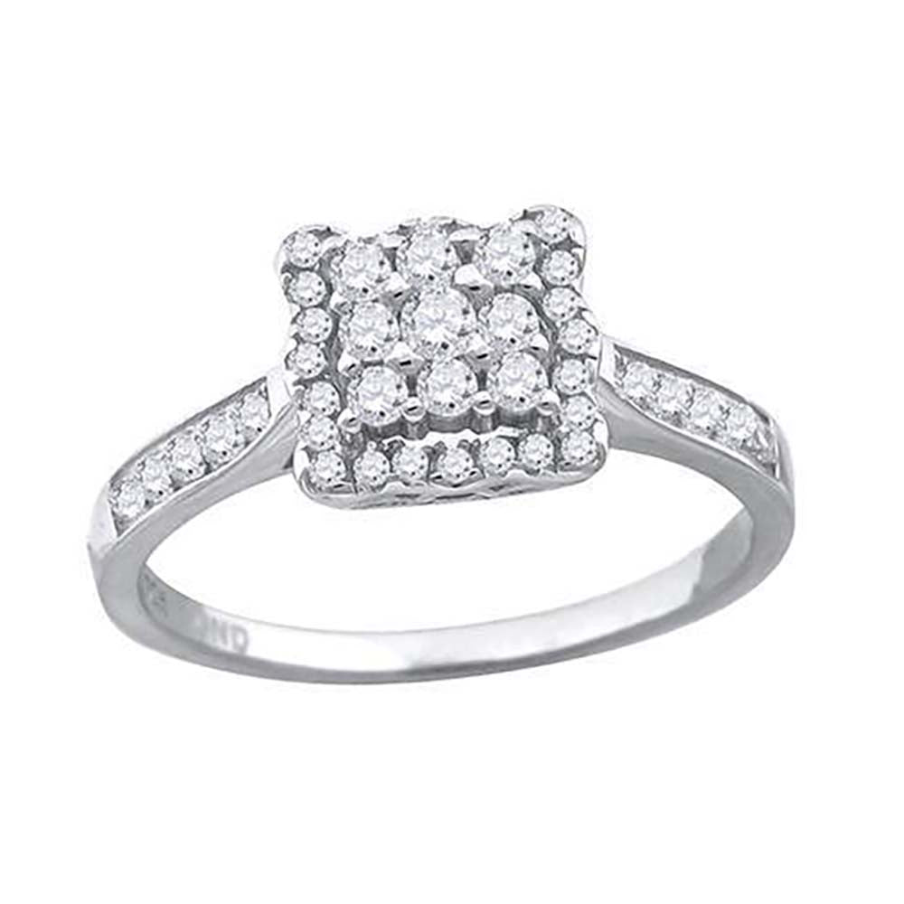 Sterling Silver Women's Cubic Zirconia Square Bridal Anniversary Engagement Wedding Ring
