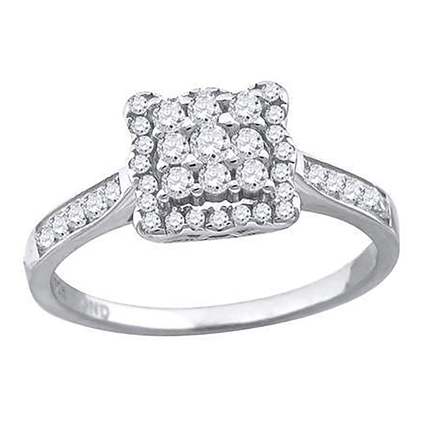 Sterling Silver Women's Cubic Zirconia Square Bridal Anniversary Engagement Wedding Ring