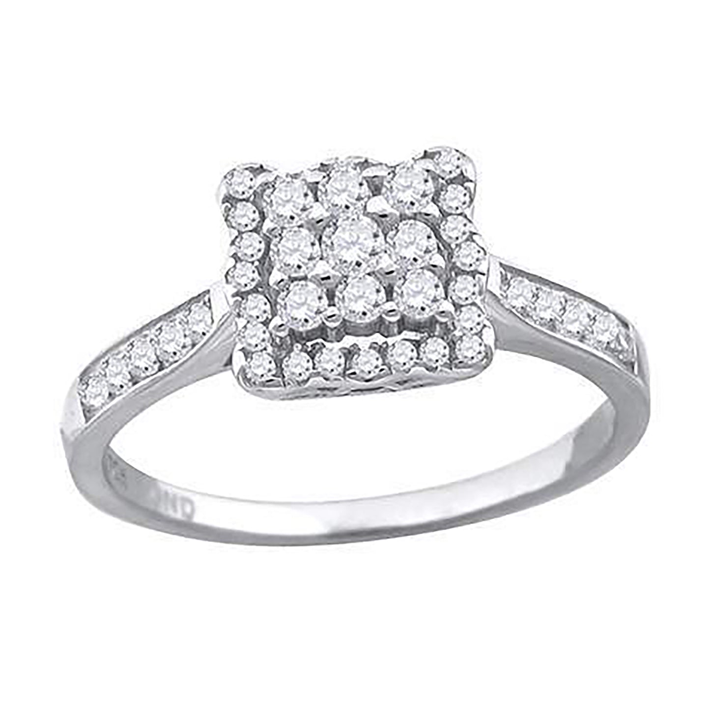 Sterling Silver Women's Cubic Zirconia Square Bridal Anniversary Engagement Wedding Ring