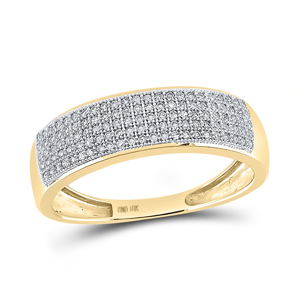 10K Yellow Gold Mens Round Diamond Wedding Band Ring 1/3 Cttw, Mens Size: 7-13