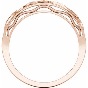 14K Rose Gold Round 5.2 Mm Si2-Si3, H+ :: 0.04 Ctw Polished .04 Ctw Natural Diamond Matching Band Size 7