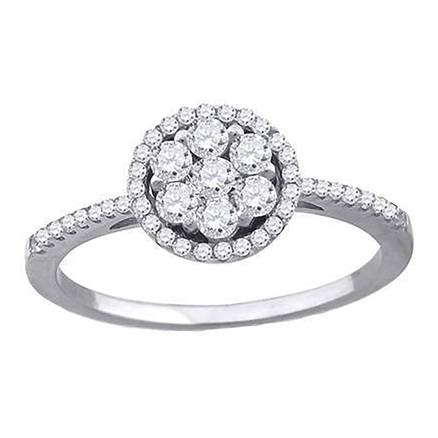 Sterling Silver Women's Cubic-Zirconia Floral Fashion Bridal Anniversary Wedding Engagement Band Ring