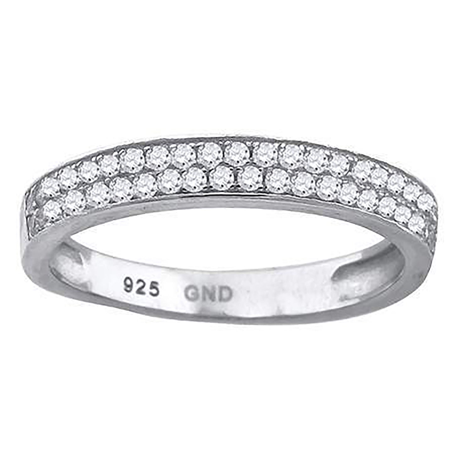 Sterling Silver Mens Cubic Zirconia 2 Row Bridal Anniversary Engagement Wedding Band Ring