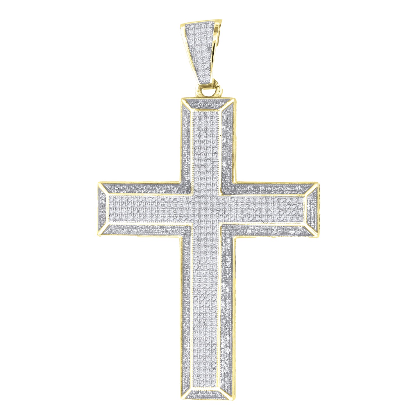 Sterling Silver Or Yellow-Tone Unisex Cubic Zirconia Cross Religious Charm Pendant