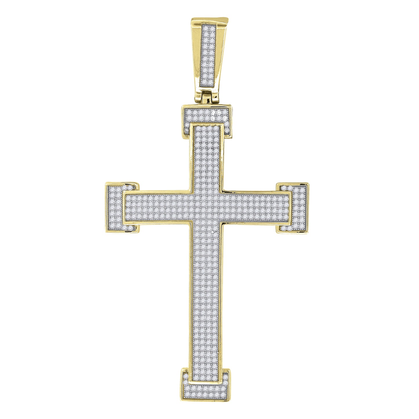 Sterling Silver Or Yellow-Tone Unisex Cubic Zirconia Cross Religious Charm Pendant