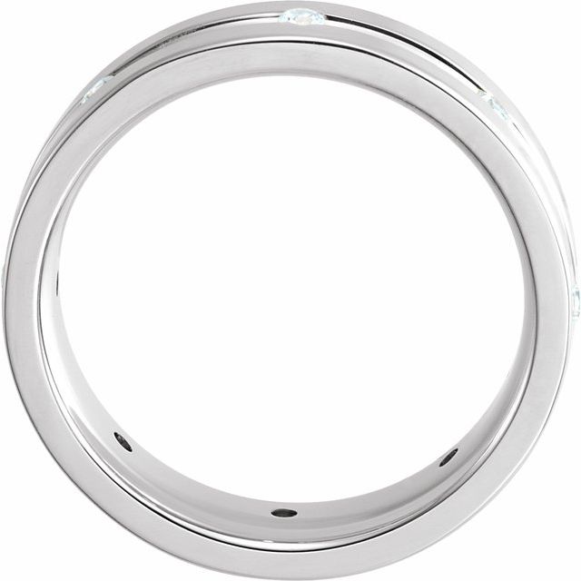14K White Gold Round 1.75 Mm Si2-Si3, G-H Polished 1/6 Ctw Natural Diamond Comfort-Fit Grooved Band, Size 10