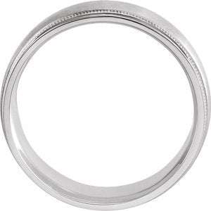 Platinum 7 mm Milgrain Edge Comfort-Fit Flat Band