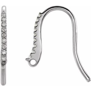 18K White Gold Round 19.4 X 12.4 Mm G-H I1 .06 Ct Natural Diamond Bishop Hook Earring Top
