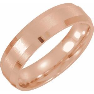 14K Yellow Or White Or Rose Gold Or Platinum 5 Mm Polished Comfort-Fit Beveled Edge Band With Satin Finish Size 8