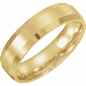 10K Yellow Or White Gold 6 Mm Polished Comfort-Fit Beveled Edge Band With Satin Finish