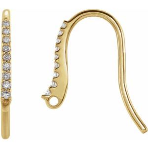 14K Yellow Gold Round 19.4 X 12.4 Mm G-H I1 .06 Ct Natural Diamond Bishop Hook Earring Top
