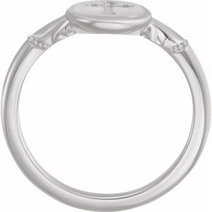 Sterling Silver Oval 11.5 X 8.8 Mm Brush Polished Signet Ring Size 7