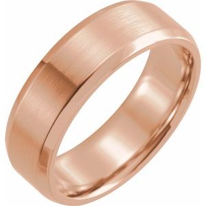 14K Yellow Or White Or Rose Gold Or Sterling Silver Or Platinum 7 Mm Polished Comfort-Fit Beveled Edge Band With Satin Finish
