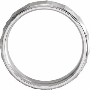 Continuum Sterling Silver Matte/Polished Stepped-Edge Geometric Half Round Band