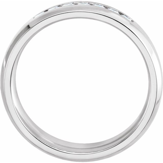 14K White Gold Round 2.2 Mm 6 Mm Si2-Si3, G-H Polished 1/4 Ctw Natural Diamond Beveled Edge Comfort-Fit Band, Size 10