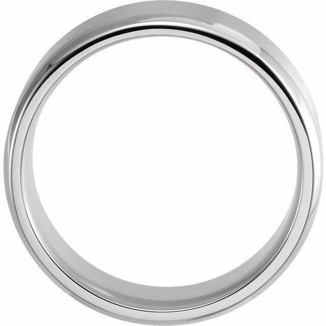 14K Yellow Gold Or Sterling Silver Or Platinum Polished Beveled-Edge Comfort-Fit Flat Band With Satin Finish