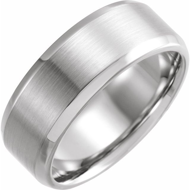 14K Yellow Gold Or Sterling Silver Or Platinum Polished Beveled-Edge Comfort-Fit Flat Band With Satin Finish