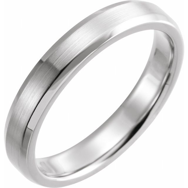 14K Yellow Gold Or Sterling Silver Or Platinum Polished Beveled-Edge Comfort-Fit Flat Band With Satin Finish