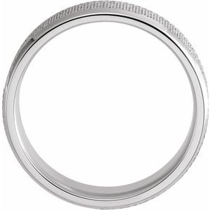 14K White Gold 6 Mm Polished Comfort-Fit Knurled Beveled Edge Band Size 9