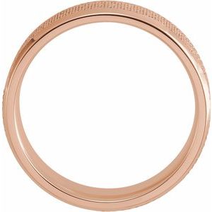 14K Rose Gold 6 Mm Polished Comfort-Fit Knurled Beveled Edge Band Size 10