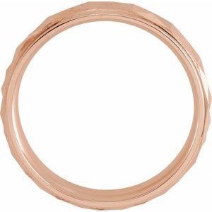 14K Yellow Or White Or Rose Gold Stepped-Edge Geometric Half Round Band