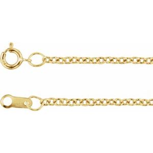 18K Yellow Or White Or Rose Gold 1.5 Mm Spring Ring Polished Cable Chain
