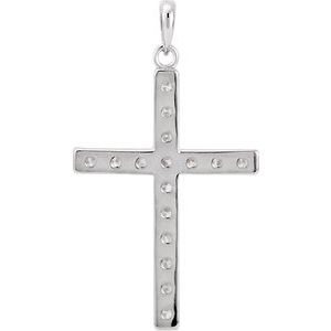 14K Yellow Or White Gold Round 2.25Mm :: 3/4 Ctw Si1-Si2, G-H Polished Lab-Grown Diamond Cross Pendant