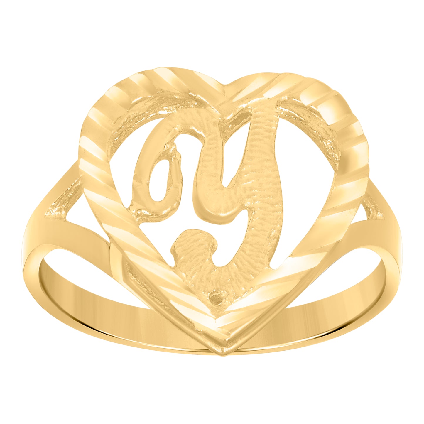 10K Yellow Gold Unisex Initial Alphabet Bridal Anniversary Engagement Wedding Ring