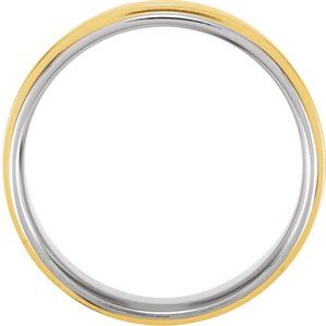 Platinum & 18K Yellow Gold 7.5 Mm Polished Comfort-Fit Flat Edge Band