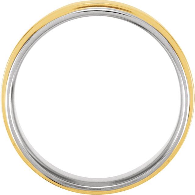 14K Yellow Or White Gold Or Sterling Silver Polished Comfort-Fit Flat Inlay Band