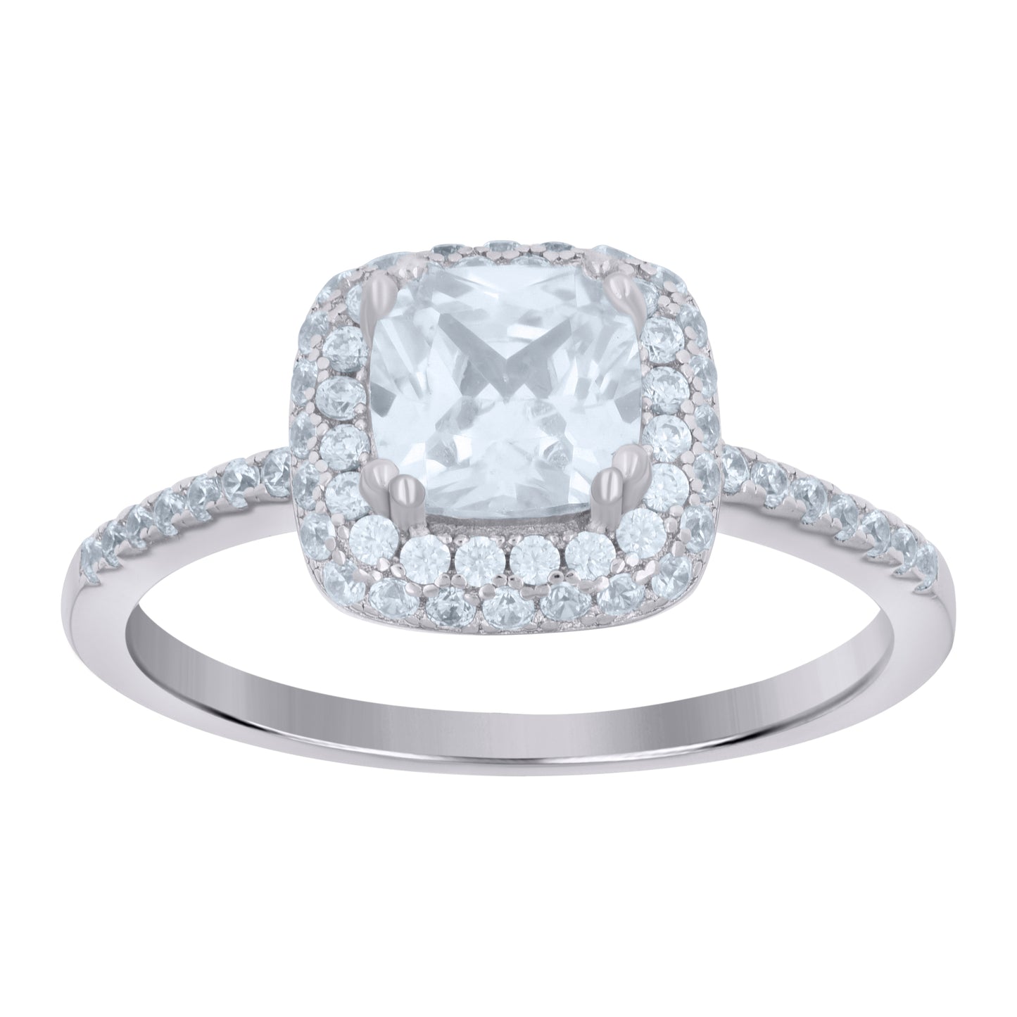 Sterling Silver Womens Cubic Zirconia Halo Bridal Anniversary Wedding Engagement Band Ring