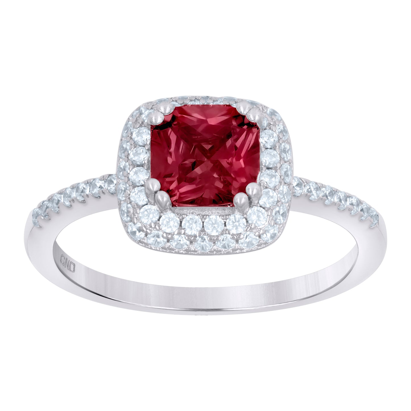 Sterling Silver Womens Red Cubic Zirconia Halo Bridal Anniversary Wedding Engagement Band Ring
