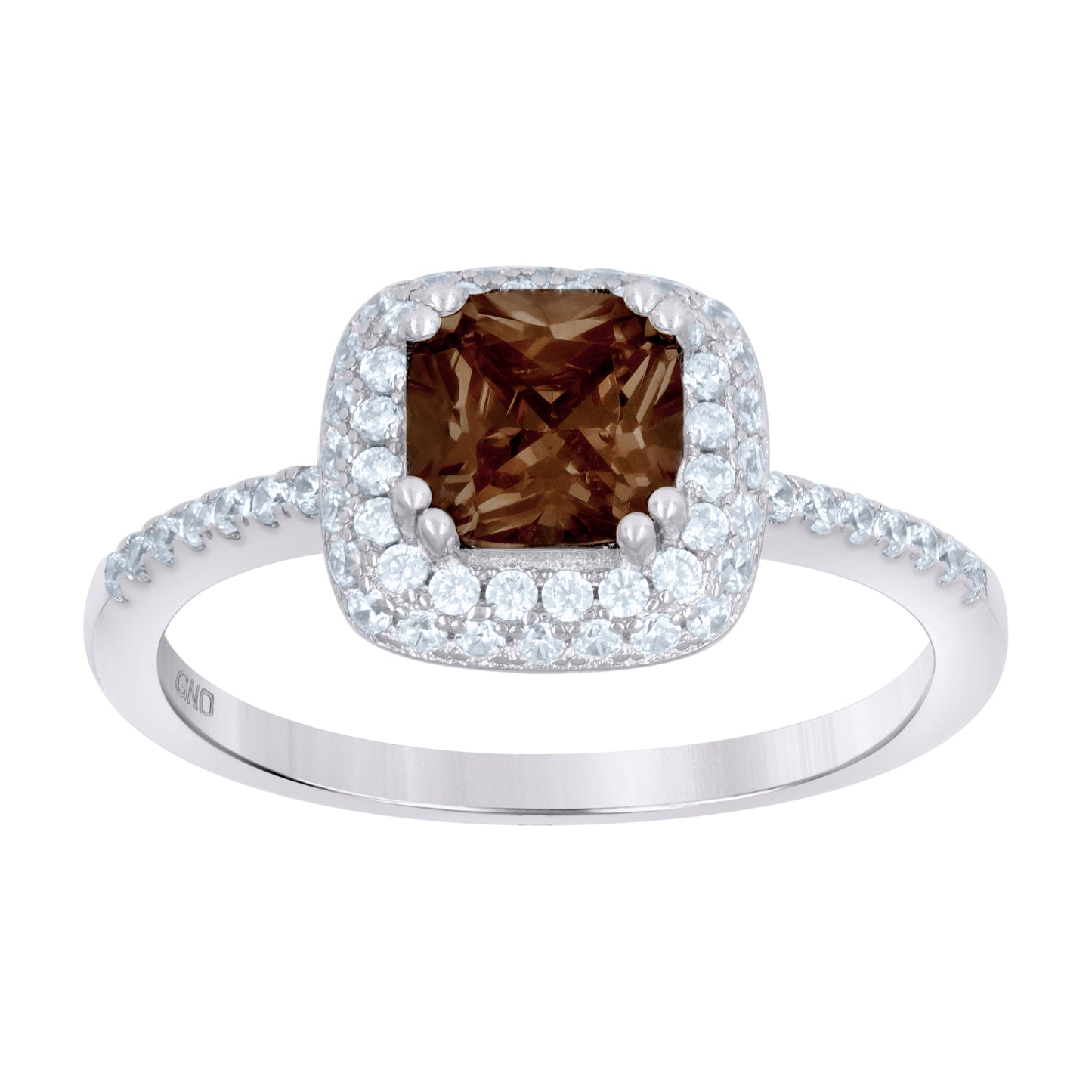 Sterling Silver Womens Brown Cubic Zirconia Halo Bridal Anniversary Wedding Engagement Band Ring