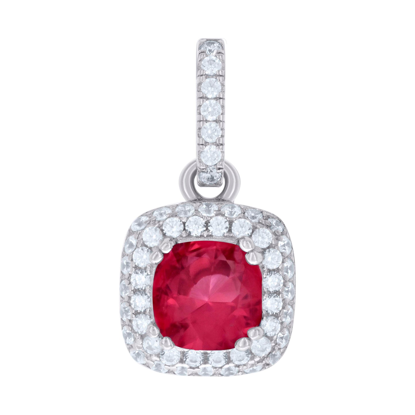 Sterling Silver Womens Cubic Zirconia Fashion Square Charm Pendant